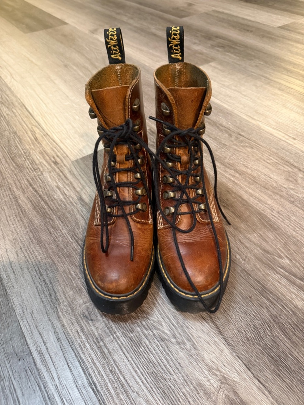 Dr. Martens Brown Leather Lace-Up platform Boots